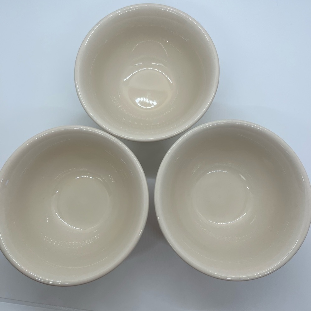 Set of 3 Longaberger Woven Traditions Ceramic Small Dessert Custard Cups Ivory - Picture 3 of 4